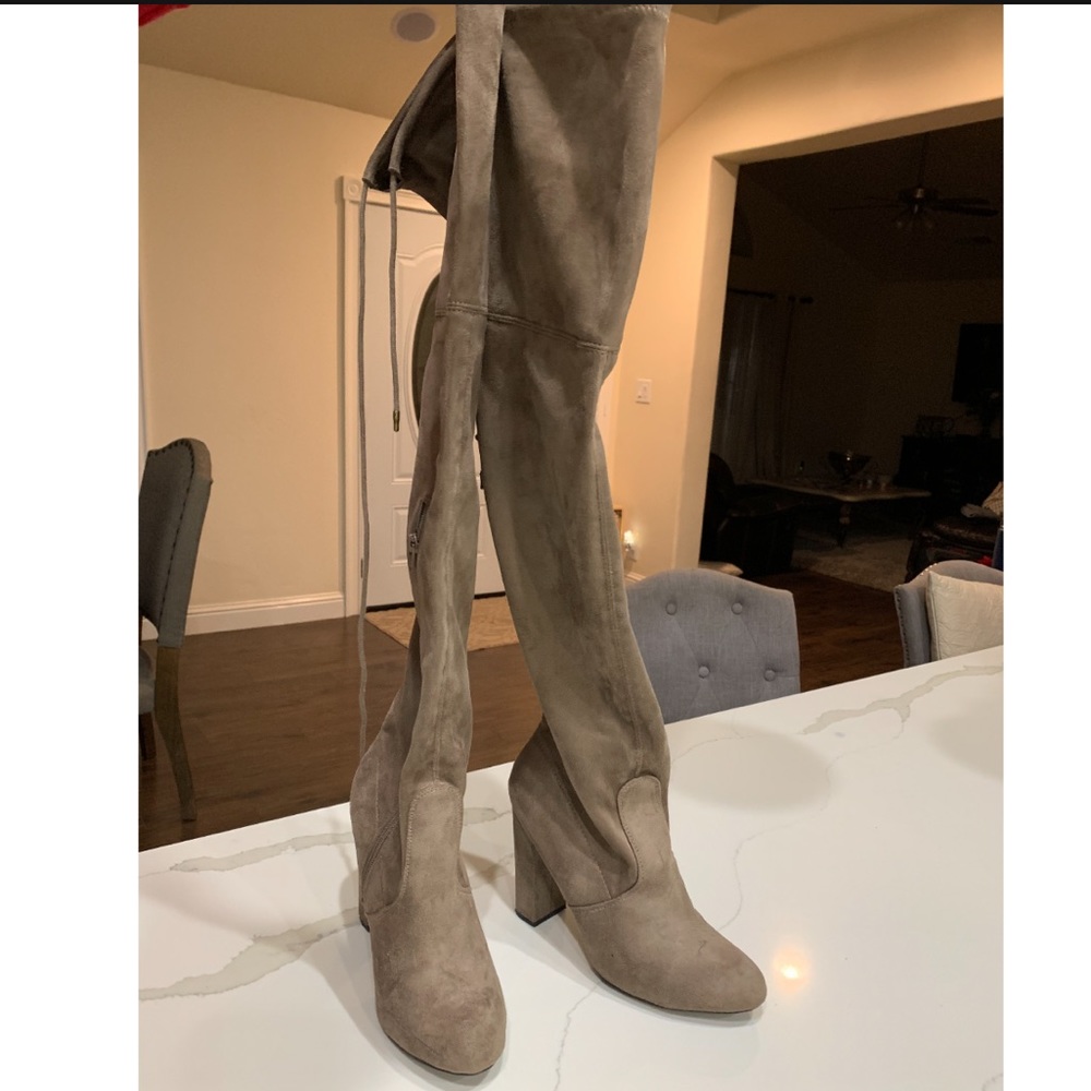 Over The Knee Tan Suede Boots